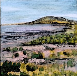 Criffel from Powfoot Shore. Mixed Media Prints available any size. Contact me for prices,
